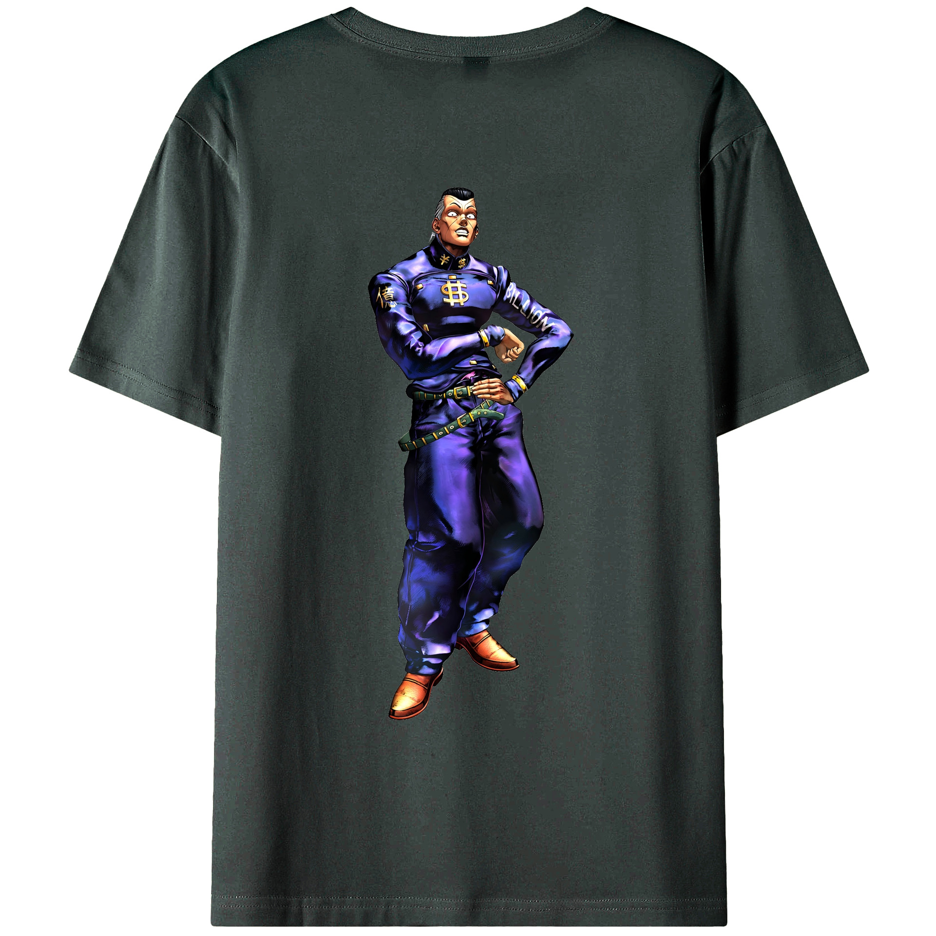 （画像用） ジョジョの奇妙な冒険 虹村億泰 にじむら おくやす JoJo's Bizarre Adventure Nijimura Okuyasu 綿100％ メンズ半袖Tシャツ（バックプリント） 通気性